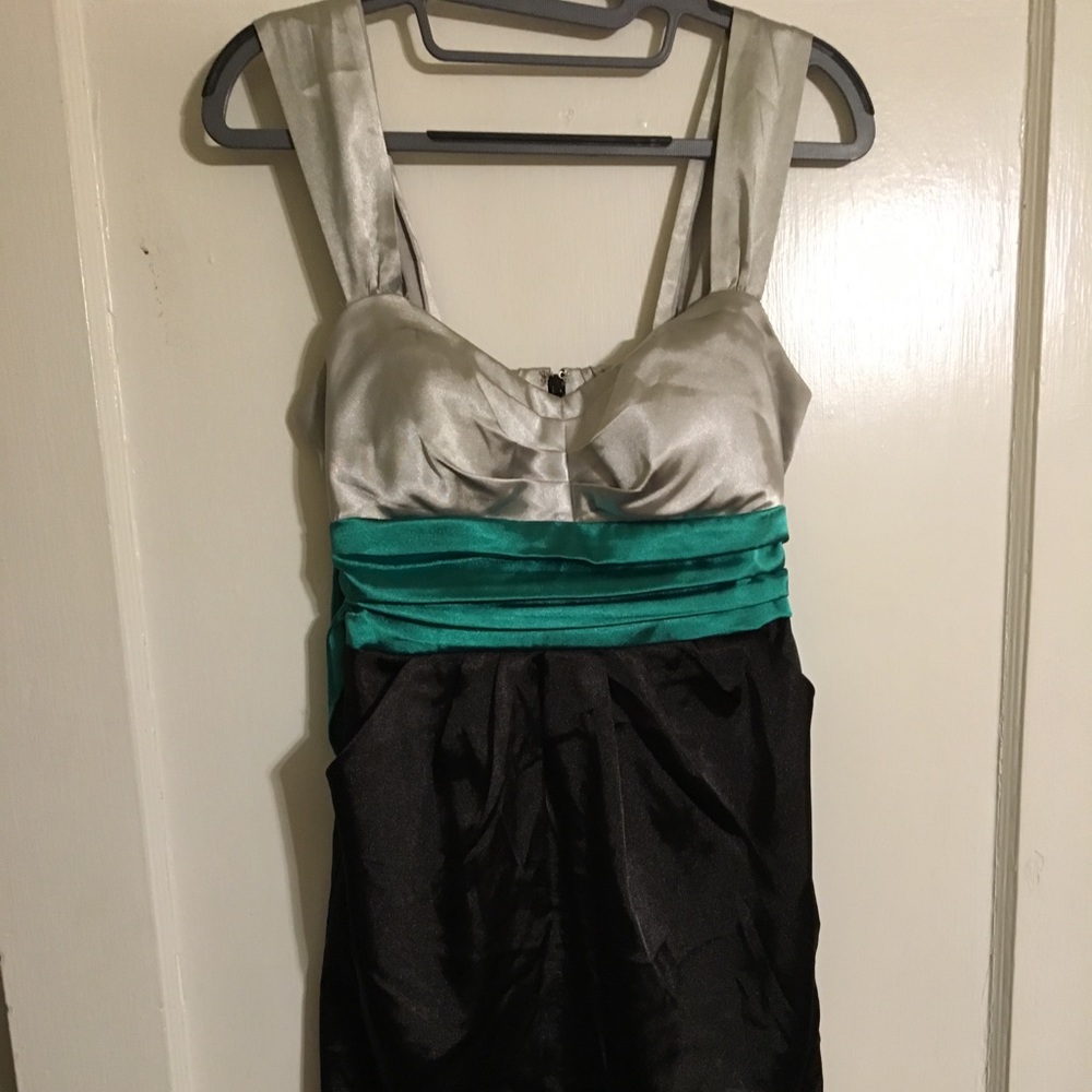 Silver green and black dress